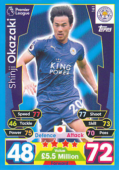 Shinji Okazaki Leicester City 2017/18 Topps Match Attax #161